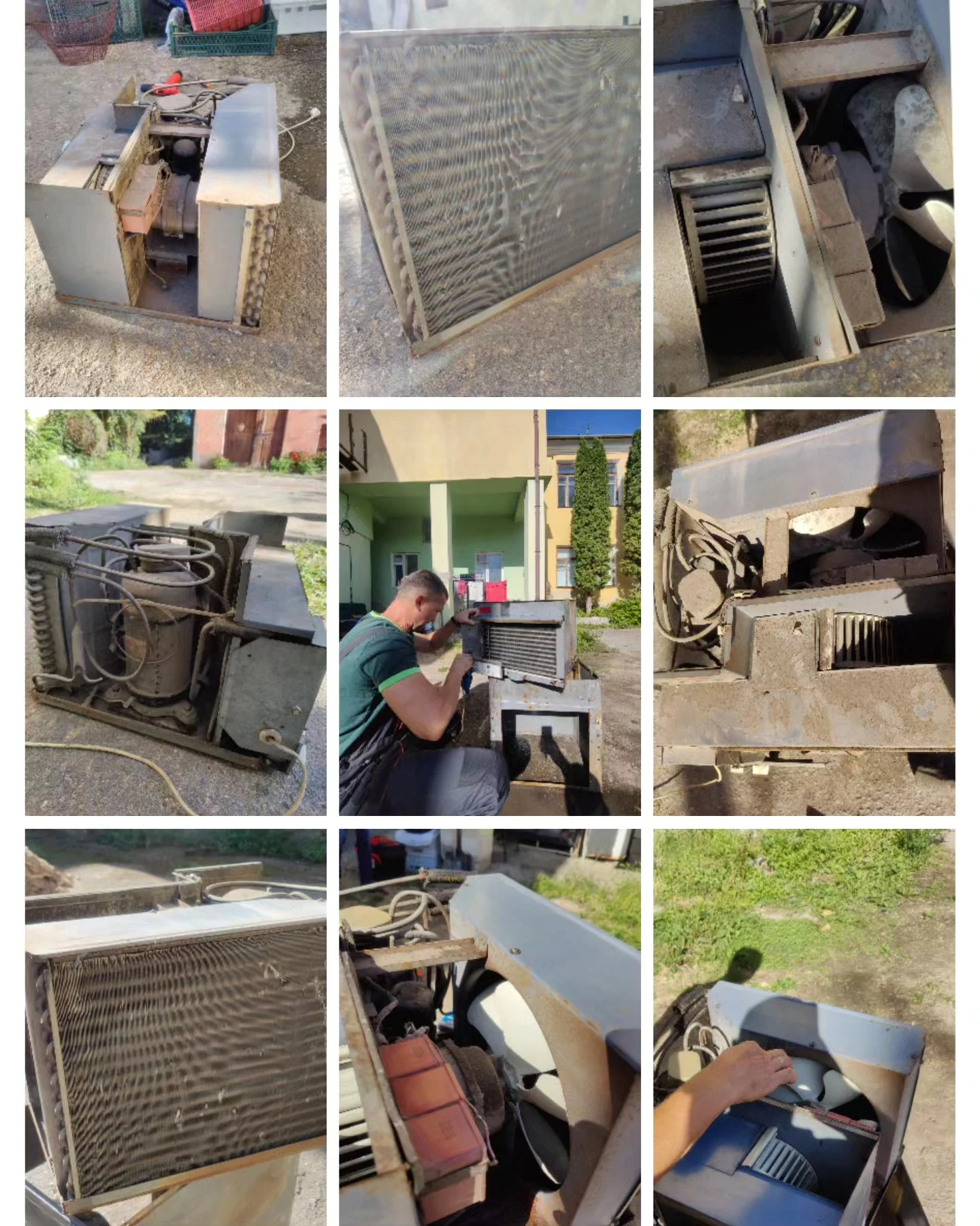 Глибоке розбирання та мийка блоків на відкритому повітрі — Професійна чистка та дезінфекція кондиціонерів